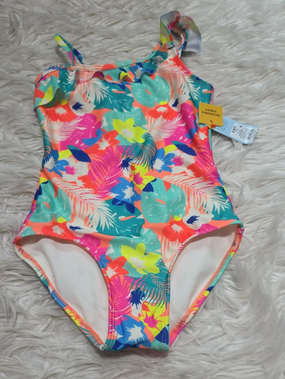 NWT Cat & Jack One Piece Tropical Bathing Suit- S Or 6/7